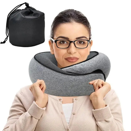 Travel Neck Pillow - U-shaped, memory foam, adjustable for support and comfort during travel or naps.