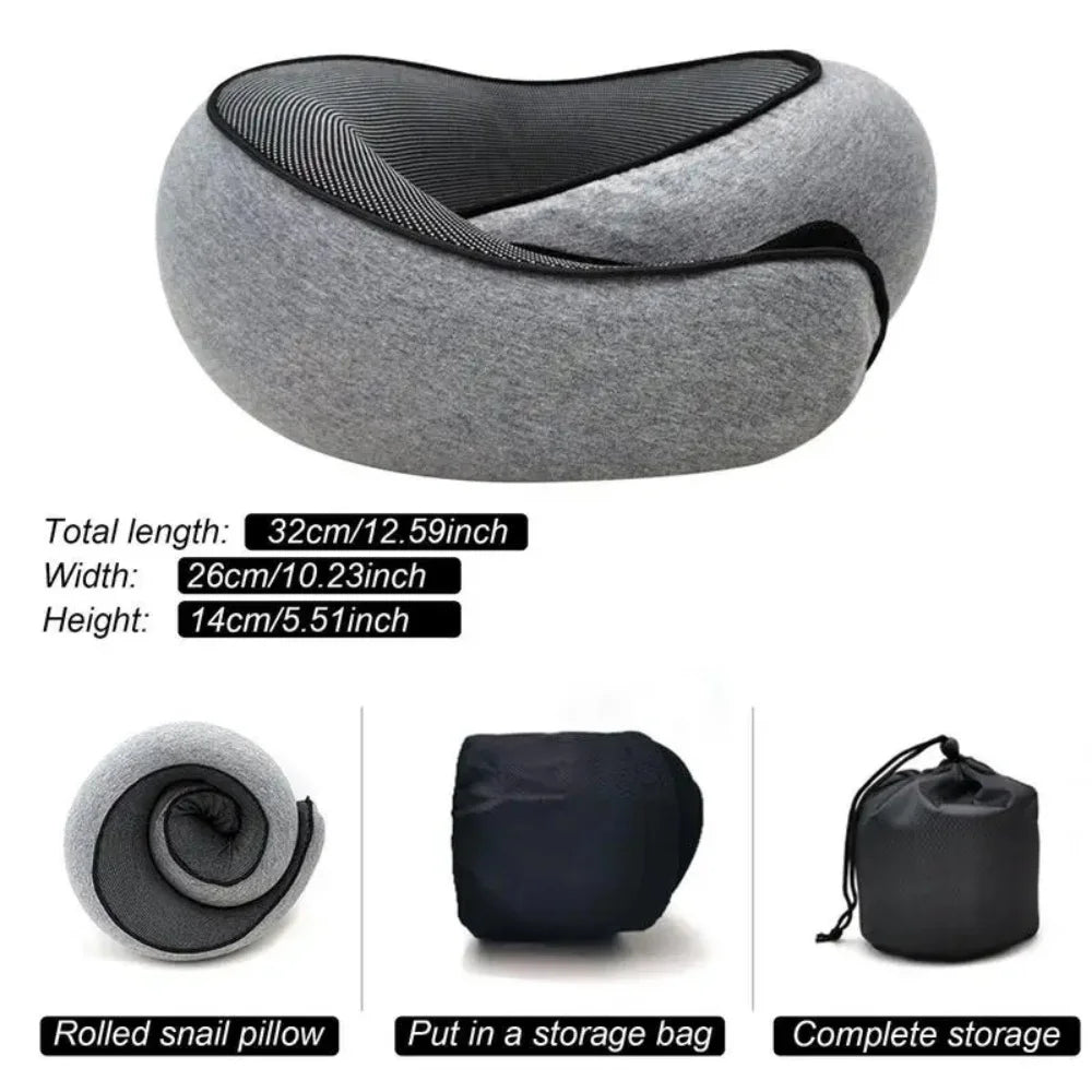 Travel Neck Pillow - U-shaped, memory foam, adjustable for support and comfort during travel or naps.