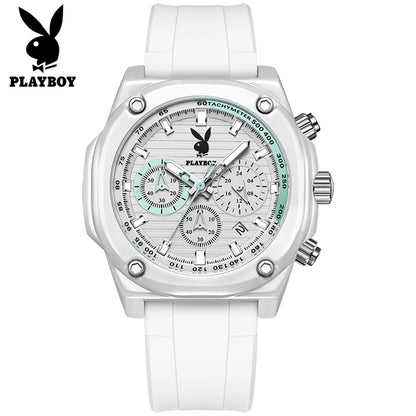 PLAYBOY™ Top Brand Fashion Watch for Men Leather Strap Luxury Quartz Men's Watches High Quality Casual Waterproof Wrist Watch Men