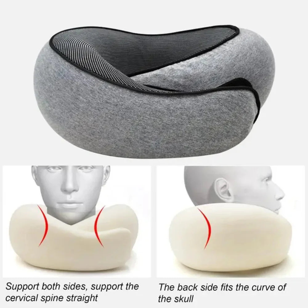 Travel Neck Pillow - U-shaped, memory foam, adjustable for support and comfort during travel or naps.